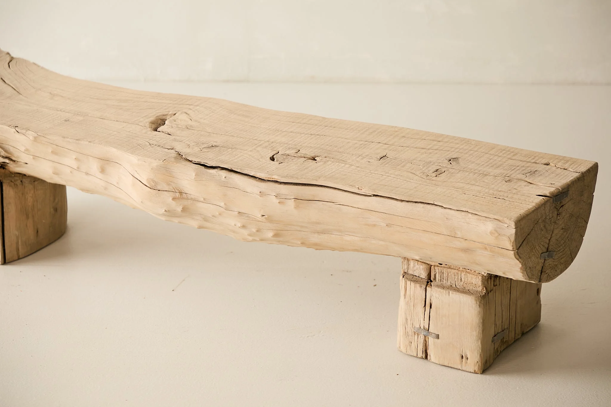Reclaimed Solid Elm Slab Bench No. N25 - Image 4
