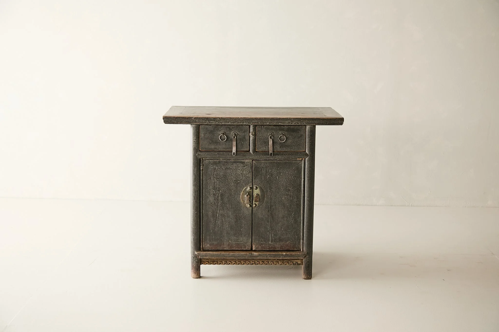 Vintage Solid Elm Black Lacquer Sideboard No. N103 - Circa 1875