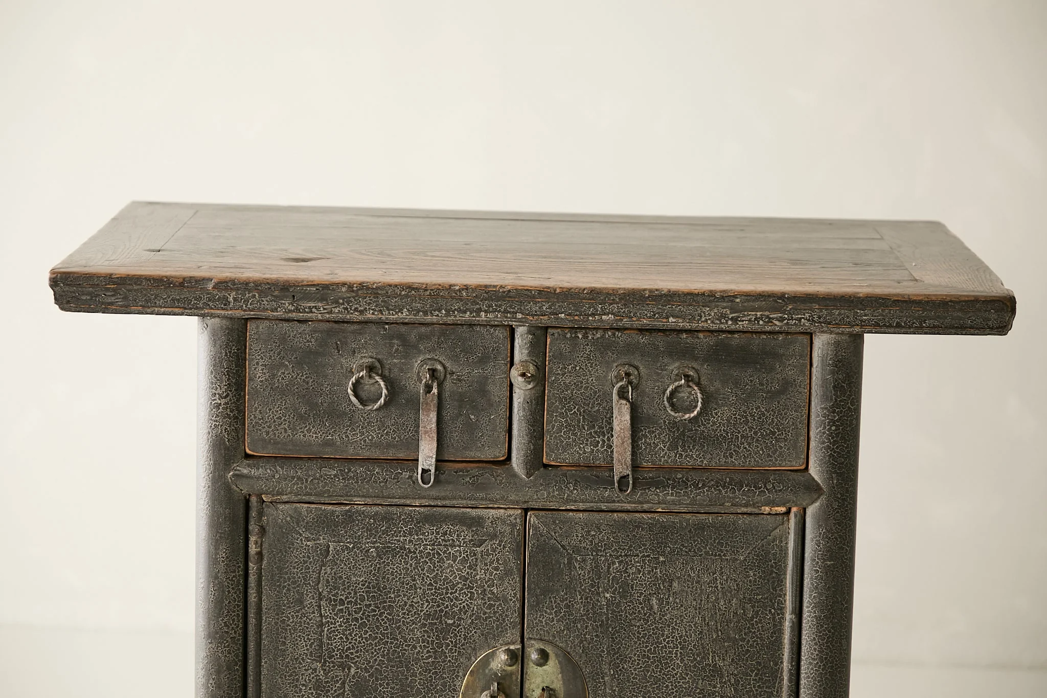Vintage Solid Elm Black Lacquer Sideboard No. N103 - Circa 1875 - Image 2