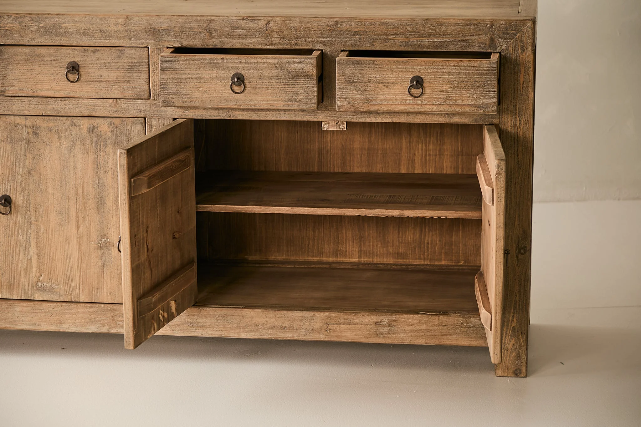 Vintage Solid Elm 4-Door Sideboard No. N105 - Circa 1905 - Image 6