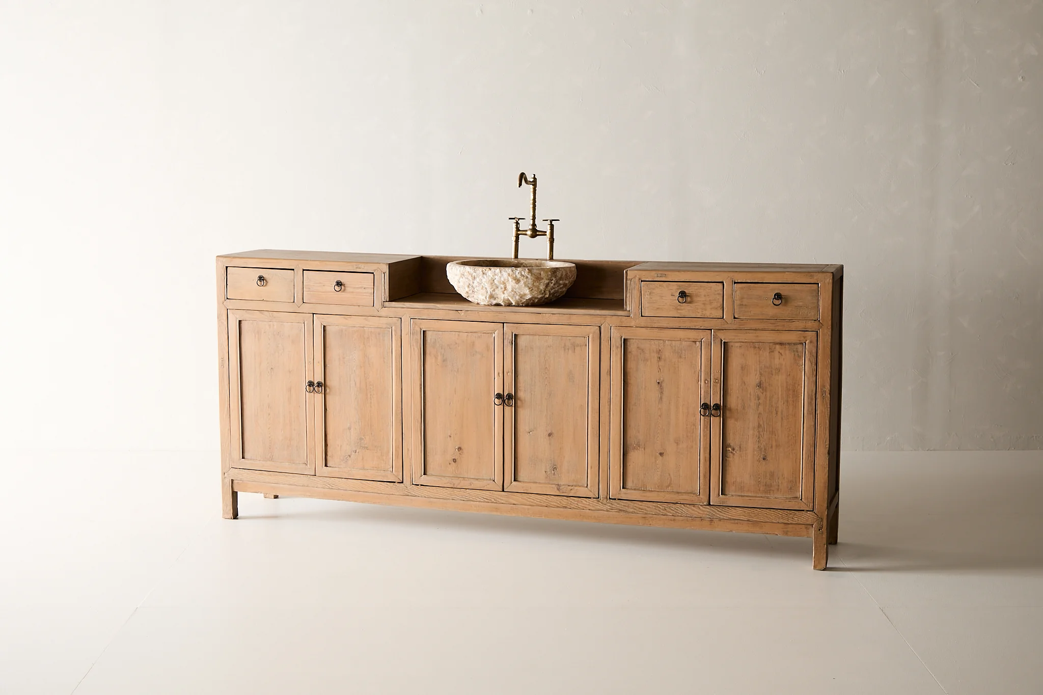 Vintage 7 Drawer Sideboard with Vanity Sink - Image 4