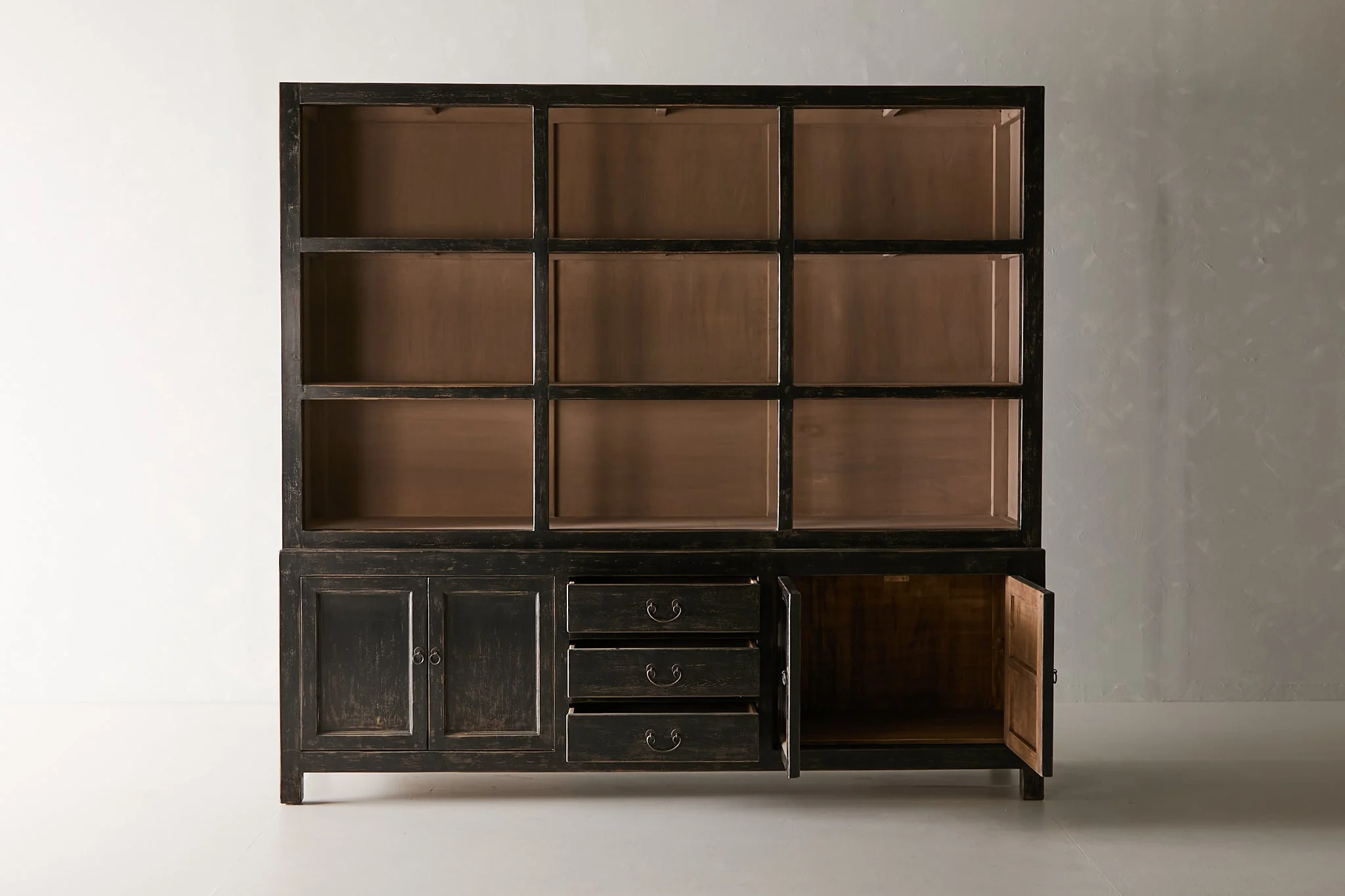 Nobu Two-Part Cabinet - Distressed Black - Image 4
