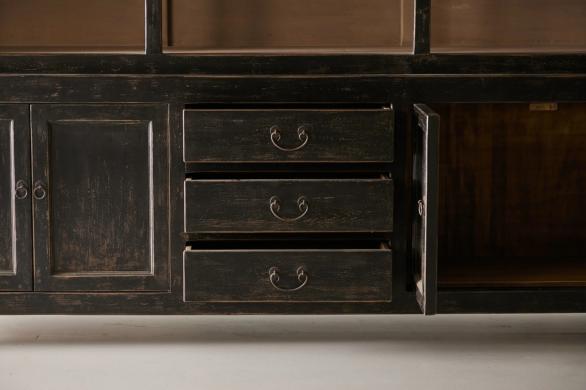 Nobu Two-Part Cabinet - Distressed Black - Image 6
